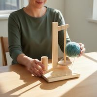 Solid Wood Construction Wooden Yarn Dispenser Tangle-Tangleless Yarn Spool Stand with Tool Holder Effortless Rotation Knitting Organizer Multifunctional Design for Knitters, Crocheters, Crafters