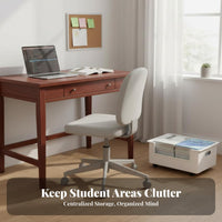With casters Rolling Book cart Space-Saving under-table Organizer Large Capacity School Supply adaptable for Students, educators, Office Workers, Classroom, Study Room, Home