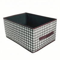 Houndstooth Storage Box Collapsible Textile Storage Box Closet Organizer Space-Saving Reinforced for Wardrobe, Shelves