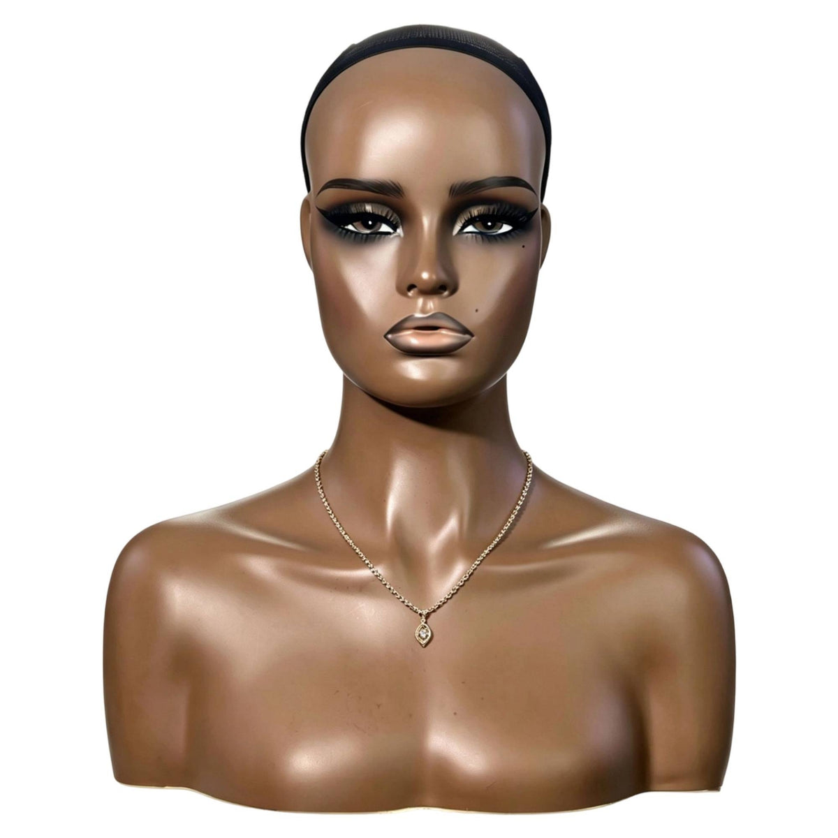 PVC Mannequin Head Torso Black Mesh Cap Female Mannequin Bust Shaped Neck