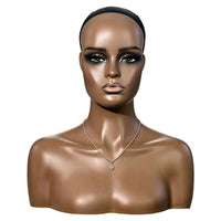 PVC Mannequin Head Torso Black Mesh Cap Female Mannequin Bust Shaped Neck