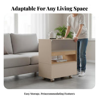 Space-Saving Wheeled Utility Shelf Sturdy Construction Convertible Rolling Cabinet Easy Assembly Mobile Furniture Hidden Compartments for Small Apartment Residents, City Dwellers, Living Room, Narrow Areas, Bedroom, Home Office