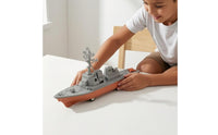 Molded Details Pull-Back Destroyer Toy Gray and Orange Destroyer Model Toy Plastic Pull-Back Warship Detailed
