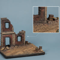 Building Ruin Cityscape Resin Base with Rubble Scenery Miniature for Modelers Dioramas, Wargaming
