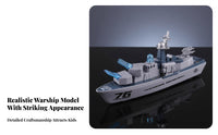 Toy Warship with Helicopter Light-up Toy Warship with Wheels Rolling Warship Model for Kids, Boys, Tabletop Play, Pretend Battles