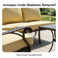 Modern Nordic aesthetic 4-Piece Sofa and Armchair Set Rust-Resistant Outdoor Furniture All-Weather Patio Seating Thick paddings for Villa Owners, Garden lovers, Courtyard, rearyard, Balcony, waterside
