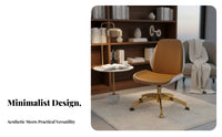 Height Adjustable Armless Upholstered Caster Chair gilded Base Office Furniture 360-Degree rotate Luxury & aesthetic for Students, Women, Study Room, Bedroom