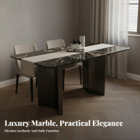 Rectangular Dining Table High-End Feel Rectangular Marble Top Table Easy to Clean Home Furniture for Apartment Dwellers, Homeowners, Restaurant