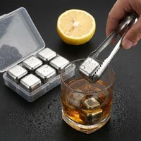 Home Bar Stainless Steel Whisky Stones Gift for Him, 12 Piece Bar Accessories Set for Men, Food Grade 304 Steel Metal, Easy to Clean Design