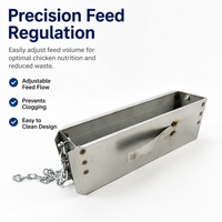 Galvanized Steel Chicken Feeder, Adjustable Hanging Poultry Feed Dispenser, Double Support Feeder for Backyard Keepers