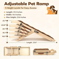 Dog Ramp for Bed and Sofa with Adjustable Height, Portable Foldable Pet Steps for Small Sturdy Home Furniture Access for Elderly Pets