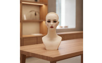 Realistic Mannequin Head with Shoulders Female Hairpiece Head Matte Display Bust Cosplay for Cosplayers, Salons