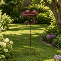 Bronze Iron Frog Bird Bath, 86x33cm Cast Iron Rustic Garden Decor, Freestanding Outdoor Bird Bath for Native Birds