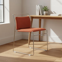Mid-Century-Century Modern Upholstered Sled Base Chair Soft Padded Backrest Bauhaus Design Dining Chair Seating Furniture for Cafe