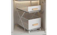Pull-out Storage Rack Carbon Steel 2 Tier Drawer Organizer Adjustable Under Sink Basket for Cabinet Space