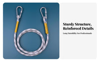 Heavy-Duty Fall Protection Connection Rope Long-Lasting Double Hook Safety Lanyard Wear-Resistant for Construction Workers, Technicians