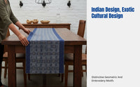 Ethnic Table Runner, Handmade Cotton Embroidered Wall Tapestry, Vintage Bed Scarf, Geometric Pattern, Southeast Asian Decor