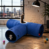 T-Shaped Cat Tunnel With Hanging Ball 3 Way Cat Tunnel Portable for Kittens