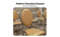 Electroplated Frame Upholstered Banquet Chair Light Luxury Design Medallion Back Dining Chair Cushioned Seat Event Seating Heavy Duty for Wedding Venue Operators, Restaurant Owners, Hospitality Professionals, Hotels, Conferences, Conference Rooms, Events