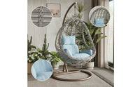 Hanging Swing Chair with Stand Rattan-Style Egg Chair with Stand Floor-Standing for Adults, Readers, Balcony, Backyard, Living Room