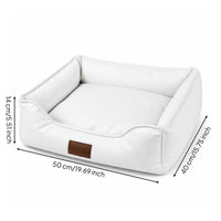 Bolstered Leather Dog Bed Cushioned Leather Pet Bed Easy-to-Wipe Scratch-Resistant for Young Dogs