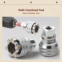 Socket Wrench Sleeve Automatic Size Adjustment Drill Attachment Multifunctional Anti-Slip for Mechanics, Handymen, Home Workshop