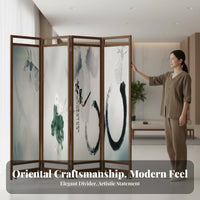 Wooden Folding Screen Foldable Design Wooden Frame Room Separate R Movable Freestanding Partition Screen for Homeowners, Hotel, Entrance Restaurant