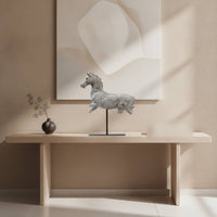Horse Sculpture with Stand Galloping Tabletop Horse Statue Resin Decor for Art Collectors, Console Table, Bookshelf