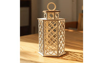 Wooden Lantern with Hanging Loop Hexagonal Lattice Candle Lantern Decorative Birdcage-Style for Wedding Planners, Home Decor