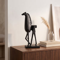 Horse Sculpture Minimalist Horse Statue Matte Black Figurine for Art Collectors, Shelf, Console Table