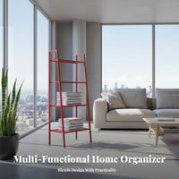 Minimalist Design 4-Tier Ladder Shelf Freestanding 4-Tier Ladder Bookshelf Multifunctional Plant Stand Multi-Purpose for Decor Enthusiasts, Apartment Dwellers, Balcony, Living Room, Bedroom, Bathroom