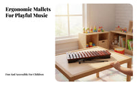 Faux Rosewood Finish-Style Finish 15 Note Xylophone Educational Music Education Teaching Instrument Child-Safe Wooden Xylophone for Toddlers, Beginners, Music Class, Classroom, Playroom