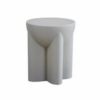 Cream design Sculptural Pedestal Stand Creative Design End Table adaptable Use Nightstand Modern Minimalist for Interior Designers, Apartment Dwellers, Homeowners, Living Room, Bedroom, Small Spaces, Entryway