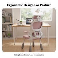 Lumbar spine reinforcement Adjustable Ergonomic kids' Chair Split spine supportrest Study Seat weight-activated automaticsecureing casters adolescent Furniture With Armrests for Students, Teenagers, Children, School, Home, Bedroom