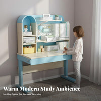 Ergonomic Design Adjustable Desk and Chair Set Tilted Desktop Adjustable kids' Study Station Rounded Corners children's Furniture Safe long-lasting for Students, Parents, school assignments, Homeschooling, Bedroom, Distance Learning