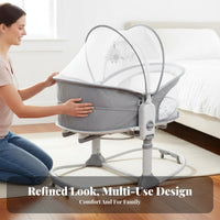 Soothing Vibration Adjustable Bedside Bassinet Portable Adjustable Bedside Sleeper Rocking Motion Baby Rocker Electric Operation for Newborns, Infants, Parents, Bedroom, Living Room, Home, Indoors