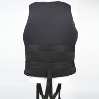 Black Neoprene Life Vest Plastic Buckles Zip Front Life Vest Textured Finish Personal Flotation Device Sturdy Materials for Adults