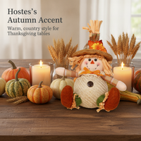 Autumn Harvest Festival Sunflower Faceless Doll Scarecrow Figurine for Desktop & Window Decor