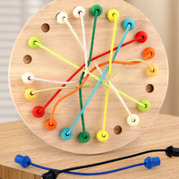 Rope Untangling Puzzle Brain-Teasing Rope Puzzle with Cords Untangling Game Colorful Toy Natural Wood for Children, Playroom