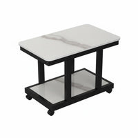 With Wheels 2-Tier Rolling Table Space-Saving Side Table Multifunctional Mobile Storage Minimalist Design for Apartment Dwellers, Office Workers, Bedroom, Living Room, Small Areas, Bathroom