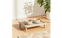 Cat Bowl Set with Stand Minimalist Raised Cat Bowl Set Contemporary Pet Feeding Tray for Small Dogs, Young Dogs