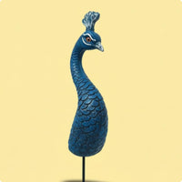 Textured Resin Peacock Statue Curved Neck Peacock Stake Decor Pointed Beak Ornament Insert Small Crest for Arrangement, Display