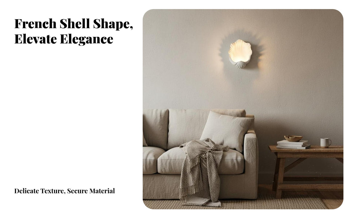 Coastal Theme French Design Aesthetic Shell Sconce Whimsical Design Vintage Decorative Wall Light High Color Rendering Seashell Wall Lamp Flicker-without Flicker for Interior Designers, Homeowners, Living Room, Bedroom, Hallway, Bedside
