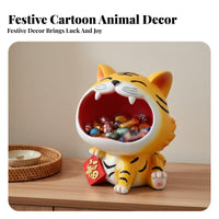 Cartoon Tiger Candy Dish Decorative and Functional Wide-Mouthed Tiger Storage Bowl House Decoration Handmade Creature Figurine