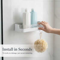 Wall-Mounted Bathroom Shelf No-Drill Storage Organizer for Toilet, Vanity, Kitchen