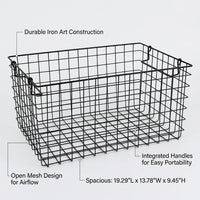 Wire Mesh Fruit Basket for Kitchen Countertop and Vegetable Storage, Large Metal for Shelves in Multiple Rooms, Electroplated Finish