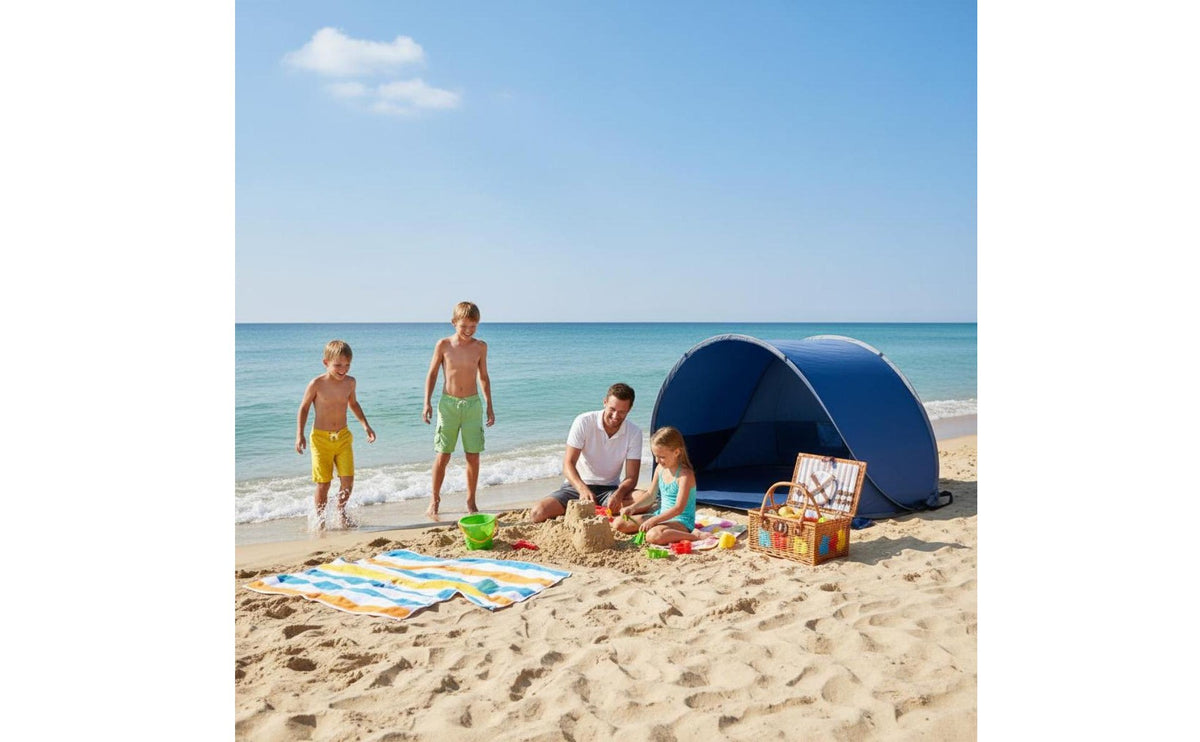 Instant Accessible Beach Tent with Silver Coating, UPF 50+, for Families