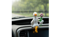 Cute Duck Car Ornament Cartoon Duck Figure with Orange Beak Playful Car Dashboard Decoration Lovely for Drivers