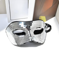 Cutout Eye Openings Mirror Mosaic Mask Reflective Disco Ball Mask Contoured Face Covering Elastic Strap