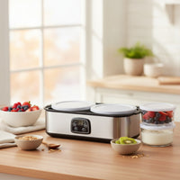 Stainless Steel Electric Yogurt Maker Digital Yogurt Maker with Glass Jars Homemade Fermentation Machine Easy to Use for Home Cooks, Kitchen, Countertop